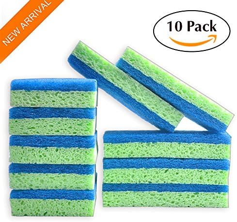 Inasmile Modern Antimicrobial Kitchen Scrunge Scrub Sponges - 100% Prevents Mould and Bacterial Growth - Zero Smell -100% Nature Wood Pulp and Sisal Silk Double Sided Sponges