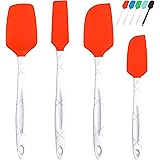 M KITCHEN Silicone Spatula Set - Heat Resistant & BPA Free - 4 Piece Nonstick Rubber Spatulas, Spoonula, Jar Scraper for Cook