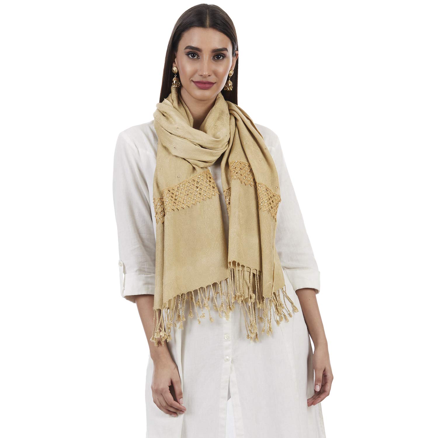 asar creations women's pashmina stole shawl (75 x 200 cm)