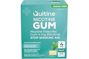 Quitine Nicotine Gum 4mg, Mint Flavor, Stop Smoking Aid – Relieve Nicotine Cravings with Effective, Affordable NRT | Long-Lasting Flavor, 240 Count, Traditional Gum to Support Your Quit Journey