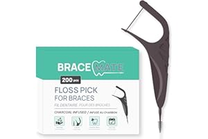 Floss Picks for Braces, 200 Count, Charcoal Infused, Dual Ended – Easy Daily Oral Care for Braces