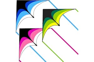 3 Pack Delta Kites Set for Adults, Easy to Fly Large Beach Kites Pack with 300ft Kite String