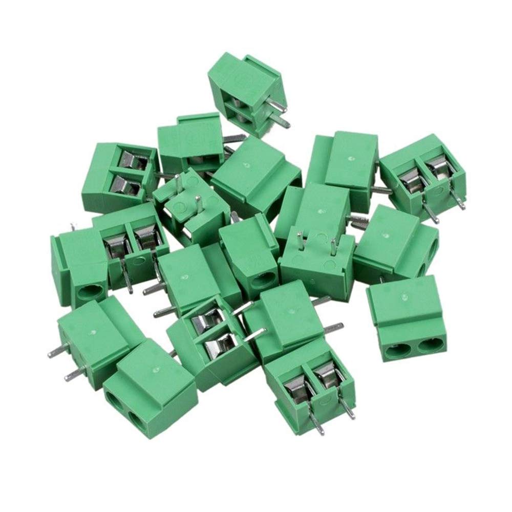 20Pcs 2-Pin Screw Terminal Block Connector 5mm Pitch Panel PCB Mount DIY 10A 250V