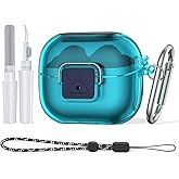 TUDIOW for Galaxy Buds 3 FE (2025) & Buds 3 Pro & Galaxy Buds 3 Clear Case Cover with Secure Lock Shockproof Protective for Samsung Galaxy Buds3 & 3Pro with Cleaning Kit& Keychain (Clear Blue)