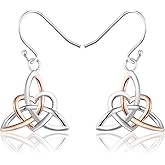 Celtic Trinity Knot Necklace Irish Jewelry Triquetra Trinity Vintage Heart Pendant Necklace Earrings For Women Mother Daughter Gift