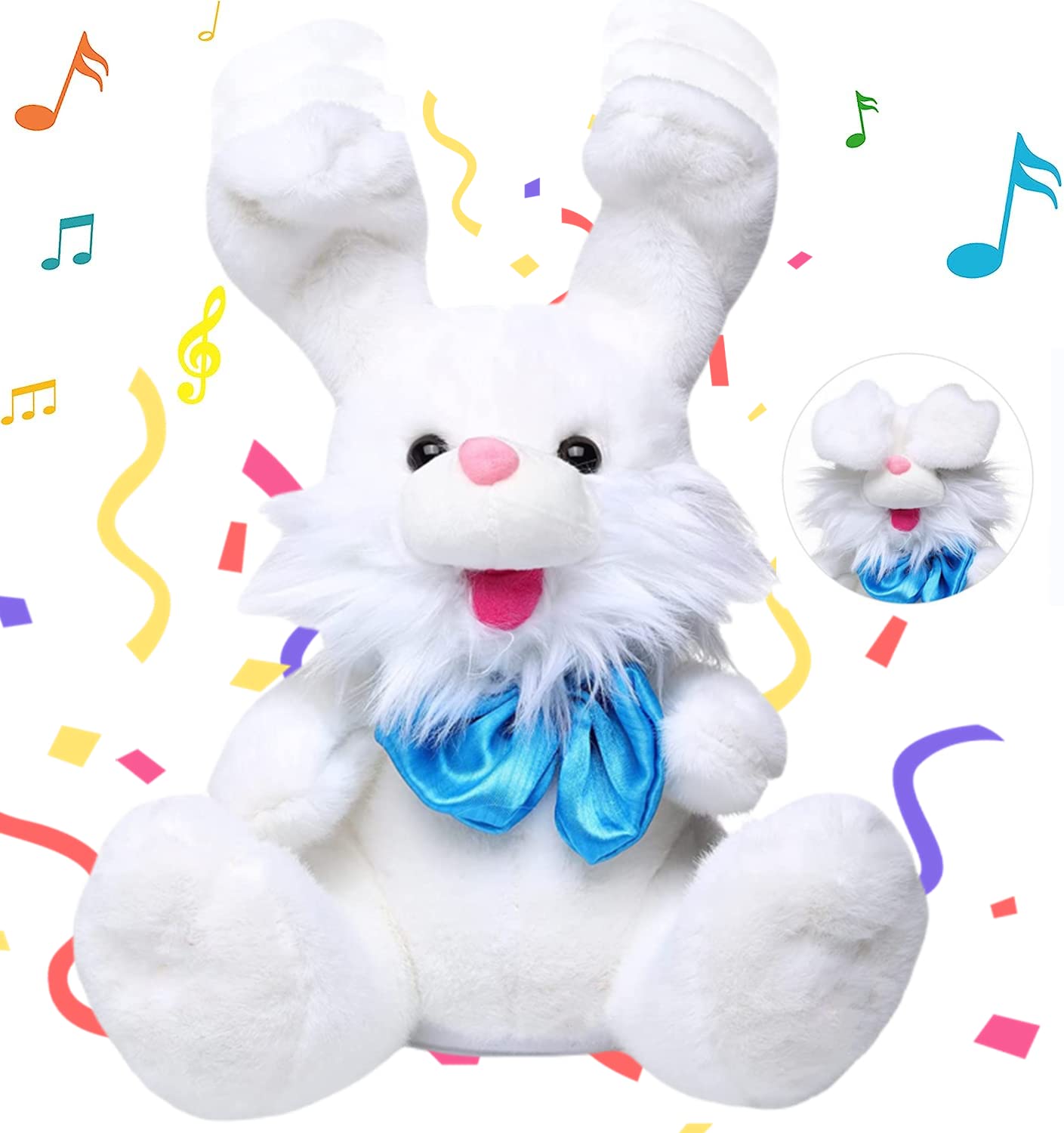 Talking Bunny Repeats What You Say Recording Toys Easter Rabbit Peek-A Boo Toys with Children Song Plush Stuffed Animal Interactive Electronic Pet Toy with Floppy Ears for Girls Boys Baby Kids Gift