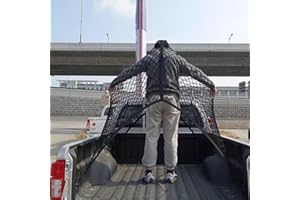 Cargo Net for Pickup Truck Bed, 4'x4' Stretch to 7'x7' Highly Elastic Cargo Netting Truck Bed Organizer Compatible with Toyot