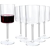 YOUBET 36 Pack Clear Plastic Wine Glasses - 10 OZ Disposable Square Wine Glasses with Stem for Wedding & Party & Anniversary