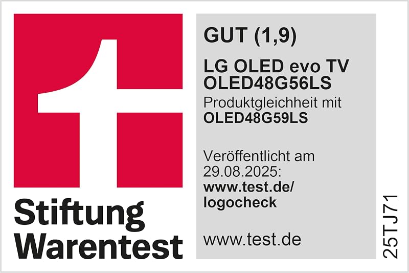 OLED48G56LS TV 48" (121 cm) OLED evo Fernseher (α11 4K AI-Prozessor, webOS 25, Dolby Vision, bis zu 120Hz) [Modelljahr 2025]