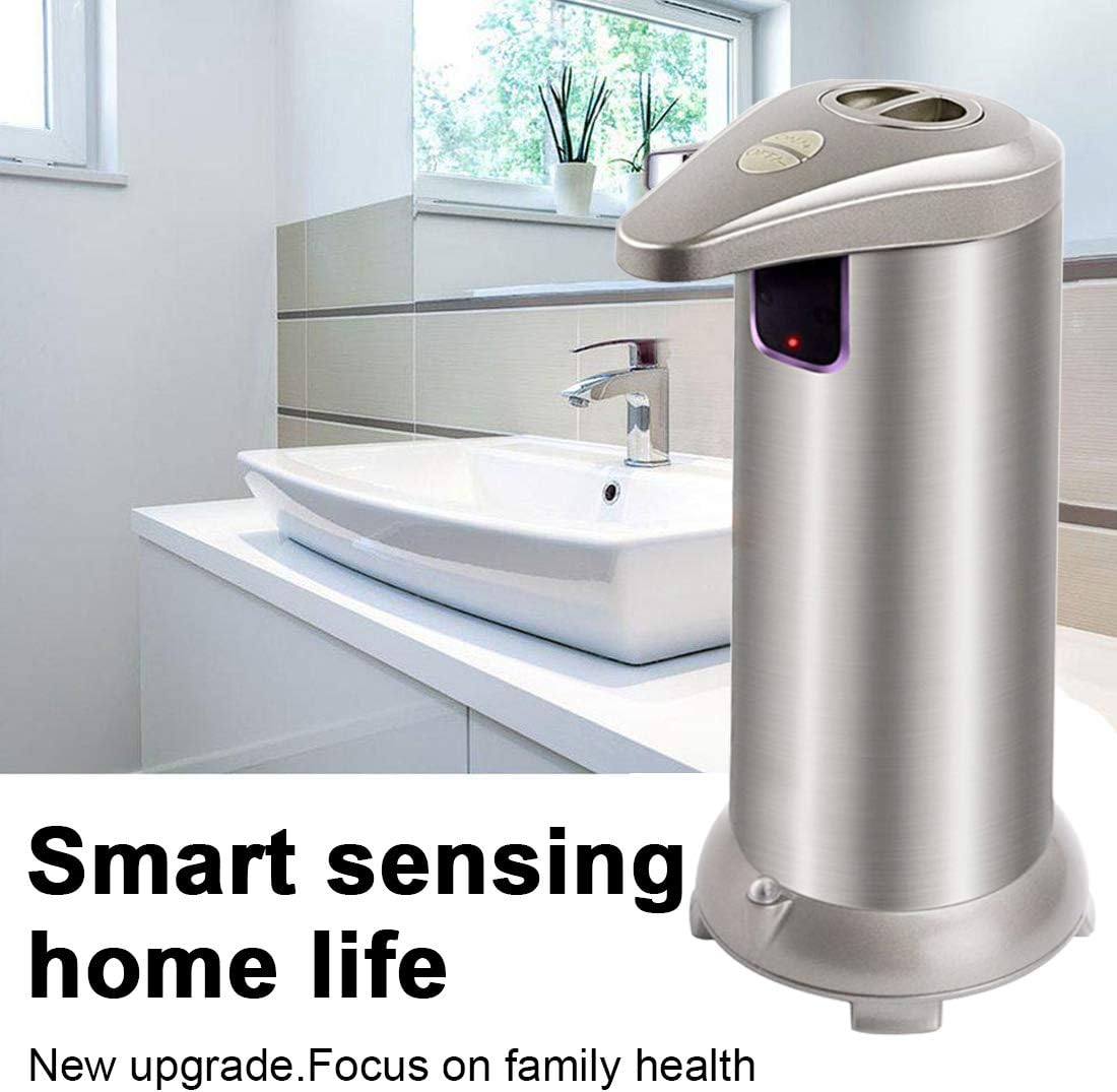 Soap Dispenser Automatic Touchless Soap Dispenser 8x19cm, Hands Free Soap Dispenser with Infrared Motion Sensor, Stainless Steel Battery Operated Soap Dispenser for Kitchen Bathroom,champagne