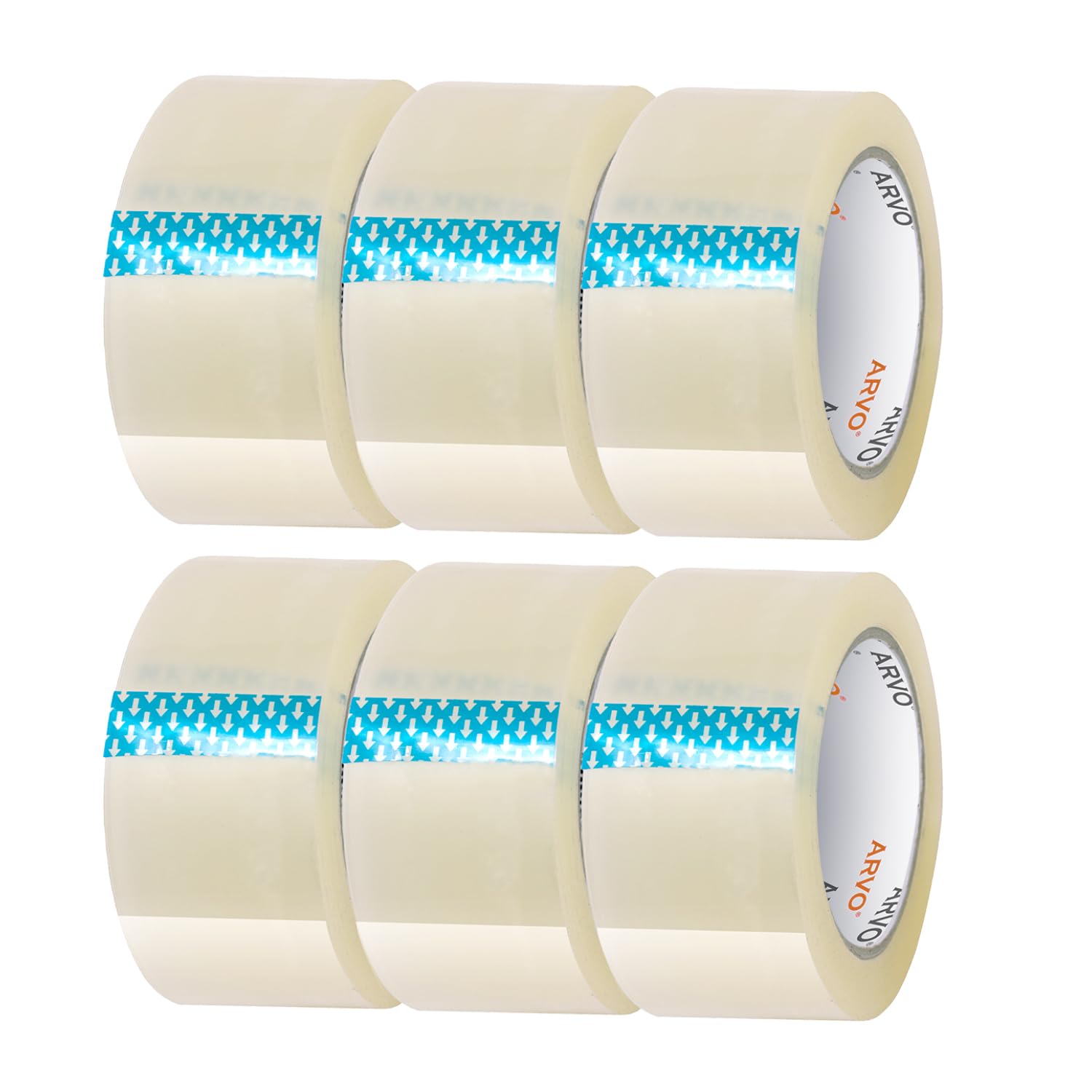 ARVO Clear Packing Tape 6 Rolls with Low Noise (48mm x 60m) - Durable Parcel Sealing Tape for Packing Boxes, Secure Packaging for Moving House