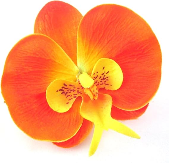 (10) Orange Phalaenopsis Orchid Silk Flower Heads 3.75" Artificial