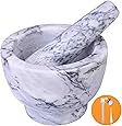 Mortar and Pestle Set, Mother's Day Gifts Guacamole Bowl Polished Natural Marble Stone, Grinder and Crusher, with Silicone Mat & Spoon-300ML (Light White Gray)