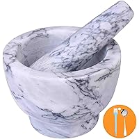 Mortar and Pestle Set, Mother's Day Gifts Guacamole Bowl Polished Natural Marble Stone, Grinder and Crusher, with…