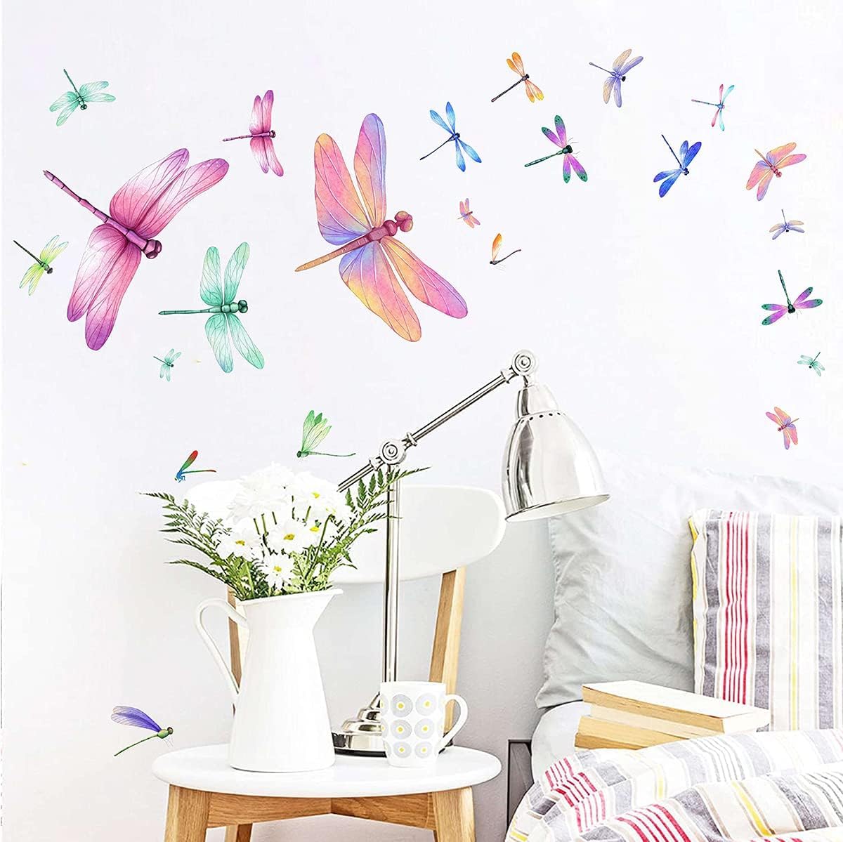 Colorful Dragonfly Wall Stickers - Peel & Stick Decals for Girls Bedroom, Living Room & Nursery Decor