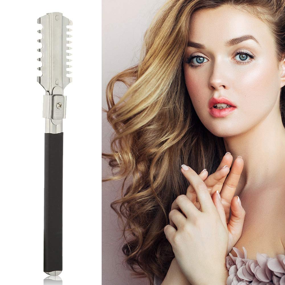 Hair Cutting Razor Comb, Stainless Steel Comb, Double-sided sharpening comb for thinning hair fringes Stainless steel hairdressing sharpening blade holder