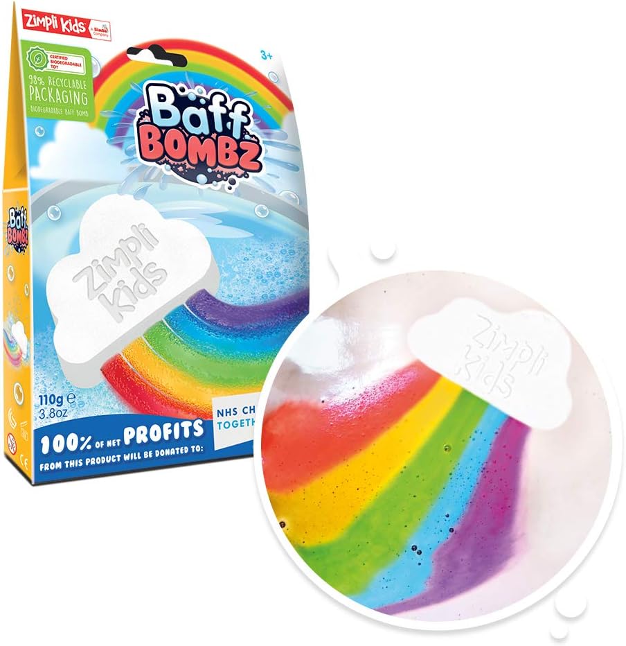 Large Cloud Rainbow Bath Bomb from Zimpli Kids, Magically Creates Multi-Colour Special Effect