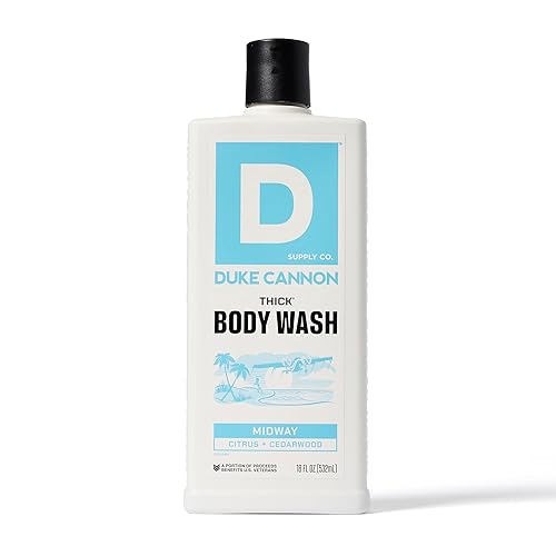 Duke Cannon Supply Co. Thick High Viscosity Body Wash – 3X Thicker, Plant-Based, Mineral-Enriched for Men – Shower Gel – Men’s Body Scrub – Midway (18 oz)