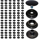 100pcs 15MM Plated Steel Snaps Marine Boat Canvas Gunmetal Black