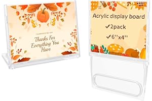 AetJxixee 2 Pack 4x6 Inch Small Sign Holder Horizontal, Double-Sided Usage with Swivel Base for Table Display, for Office, Store, Restaurant, Retail Counters, for Name Sign, Price Message Board, Note