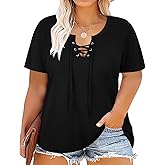 CARCOS Womens Plus Size Tops Short Sleeve Shirts V Neck Tunic Floral/Tie Dye/Solid Summer Tees XL-5X