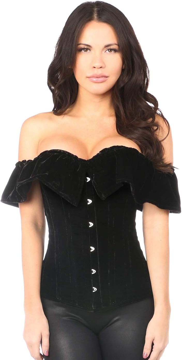 Daisy corsets Top Drawer Black Velvet OffTheShoulder