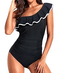 Tempt Me Women Black One Piece Swimsuits Tummy
