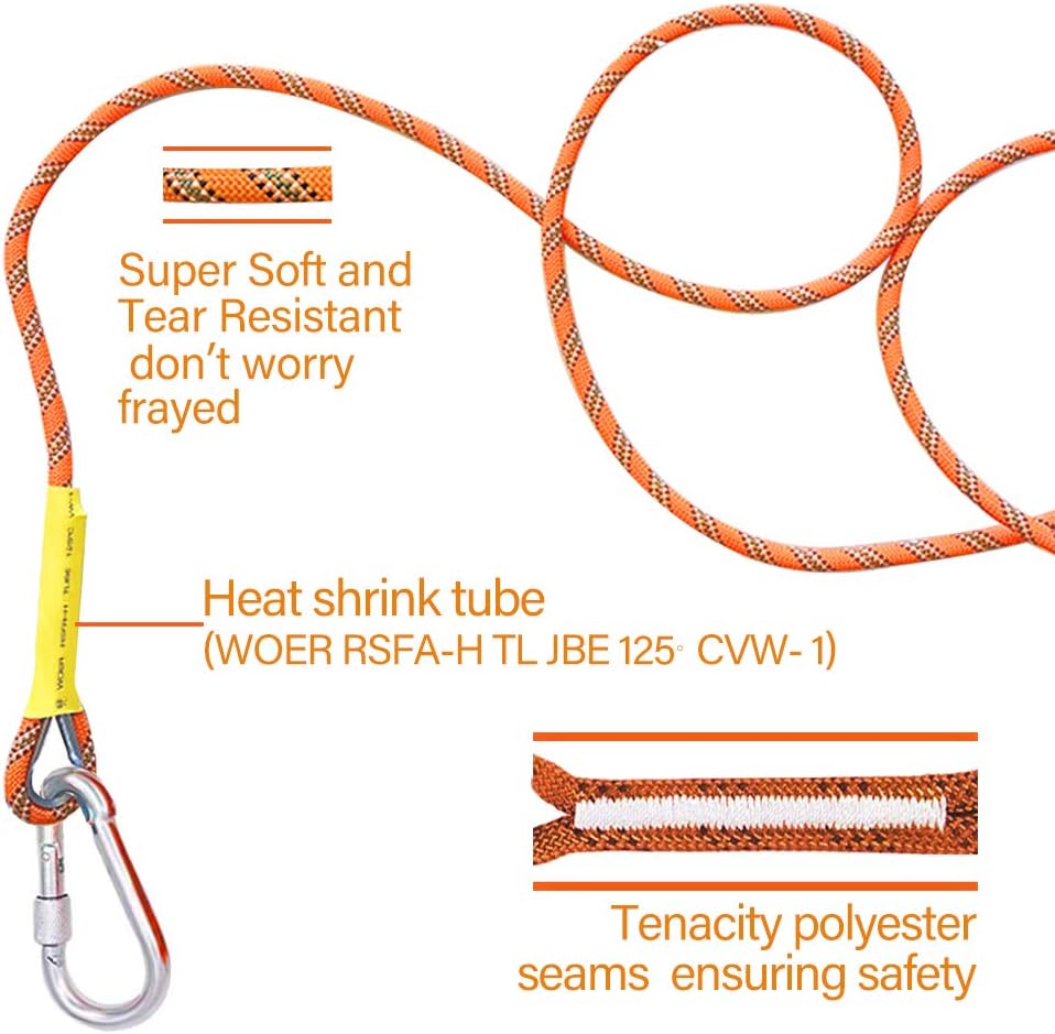 Trsmima Outdoor Climbing Rope, 8MM Diameter Static Rock Climbing Rope 10M(32ft) 20M(64ft) 30M (96ft) Tree Climbing Rappelling Rope with Safety Working Gloves, Escape Rope Fire Rescue Parachute Rope : Sports & Outdoors