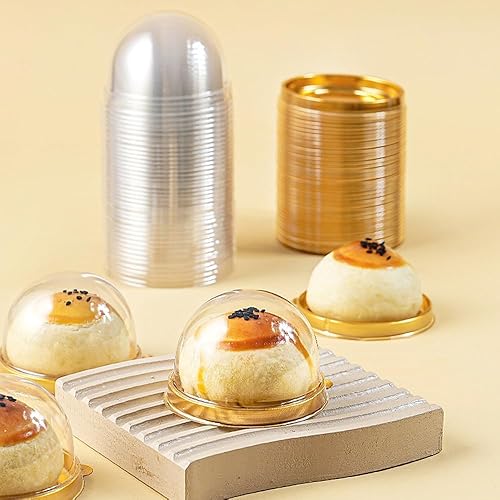 Zezzxu 100 Pack Mini Bundt Cake Containers, Clear Plastic Small