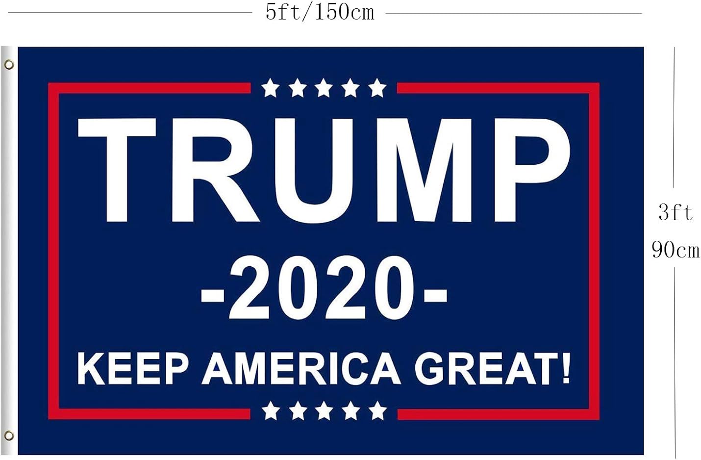 WIBIMEN 2 Packs President Donald Trump 2020 Flag Keep America Great Flag Vivid Color and UV Fade Resistant 3x5 Feet with Grommets Double Stitched: Clothing