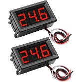 Exqutoo 2Pack DC0-100V Mini Voltmeter Voltage Tester DC Voltage Gauge | 0.56" Red LED Digital Display Panel, 3-Wire Reverse Polarity Protection, for EV Car Motorcycle Voltage Monitor