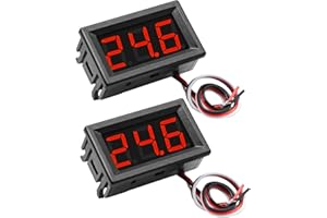 Exqutoo 2Pack DC0-100V Mini Voltmeter Voltage Tester DC Voltage Gauge Voltage Indicator, 0.56" Red LED Digital Display Panel, 3-Wire, Reverse Polarity Protection, for EV Car Motorcycle Voltage Monitor