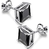 Jiahanzb Sparkling Square Stud Earrings 925 Sterling Silver Cubic Zirconia Stud Earrings Hypoallergenic Earrings for Women/Men 4MM-8MM