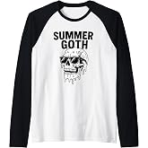Melting Skull Sunglasses Funny Summer Heatwave Raglan Baseball Tee