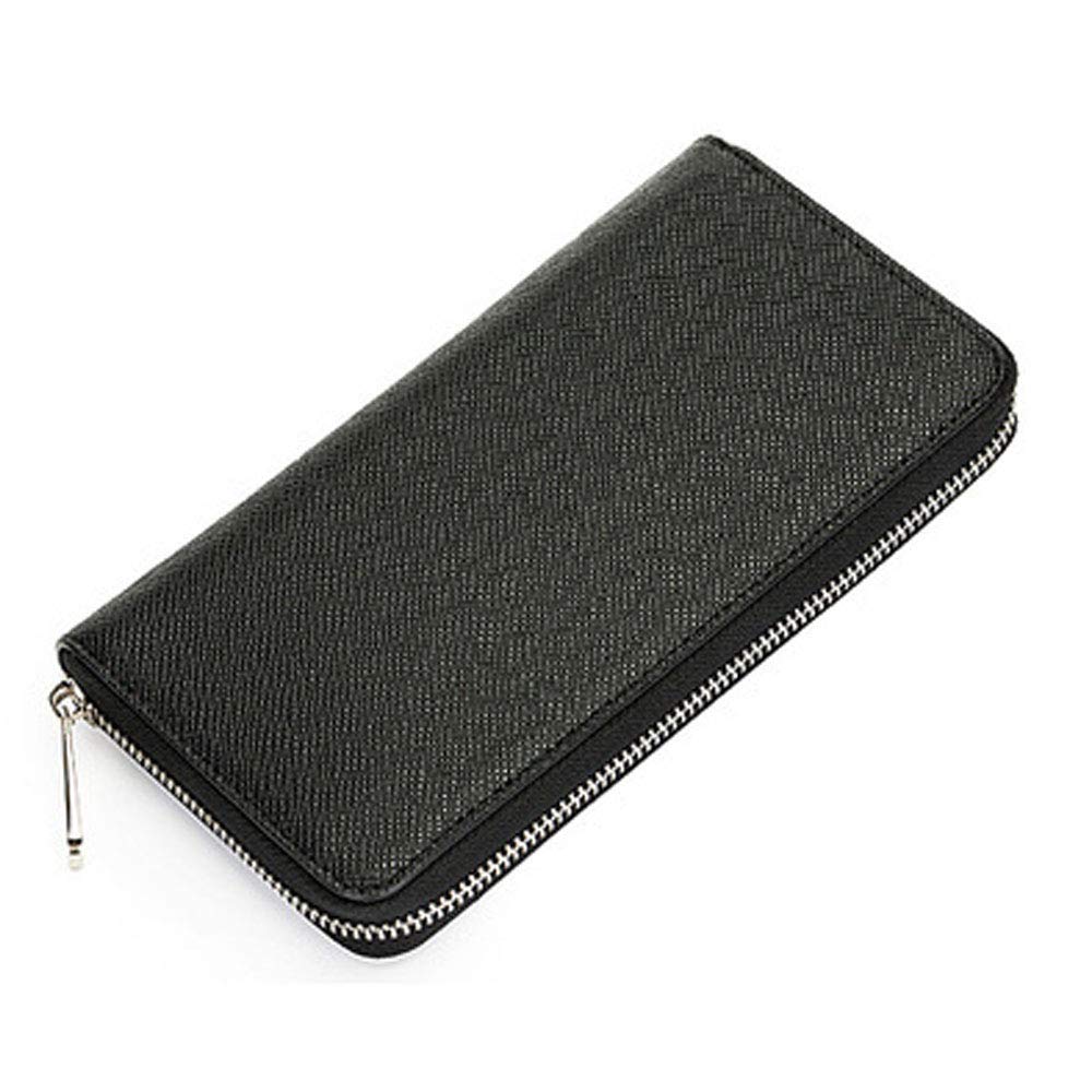 Men Wallets Retro PU Wallet Zip Clutch Slip-On Wallet Large Capacity Long Wallet Credit Card Holder Secure A Great Birthday Gift (Black), Black, Taglia Unica