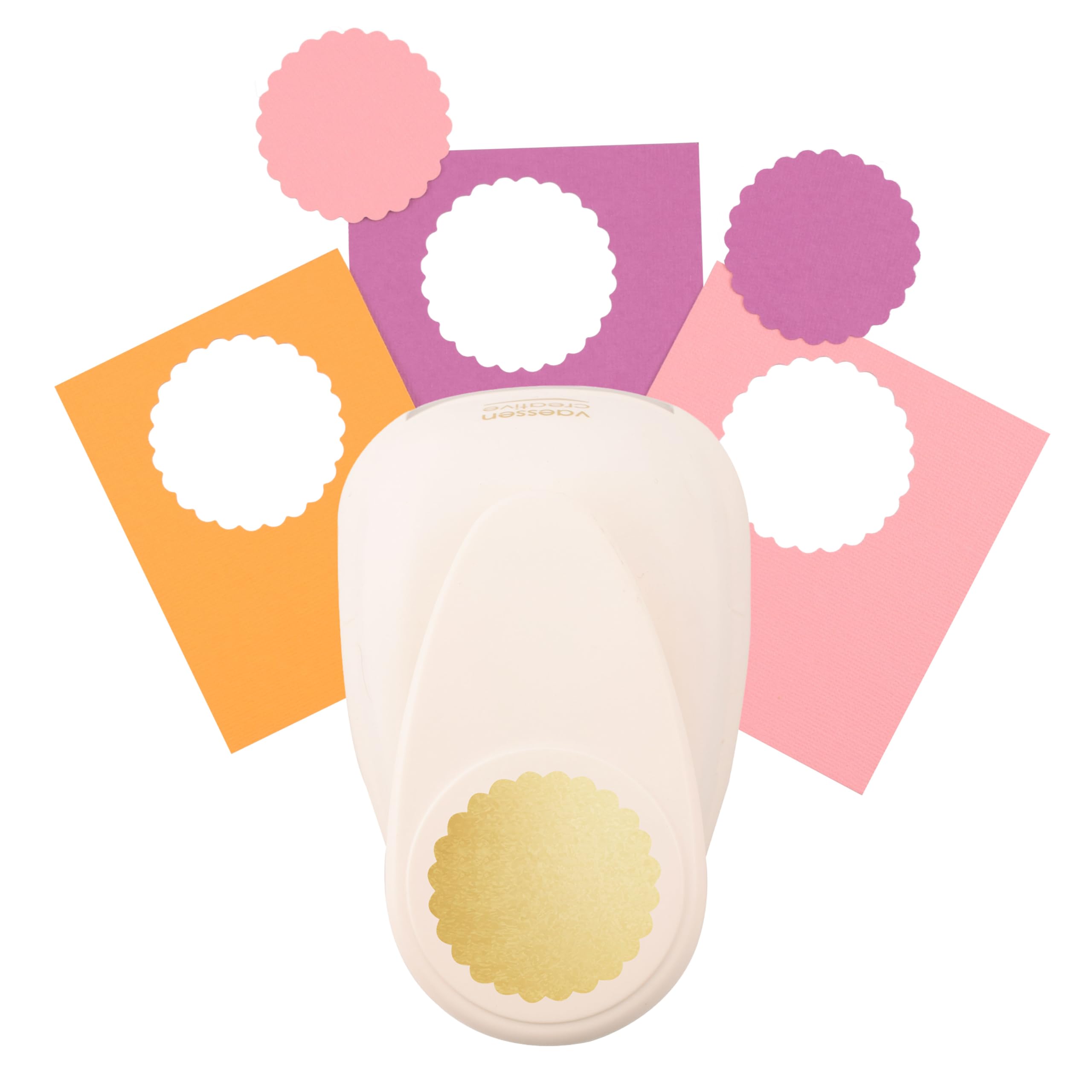 Vaessen Creative Craft Paper Punch - Scalloped Circle - Ø 5 cm - Circle Cutter for Crafting and Card Making