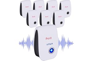 EGLAGEN 8 Pack Ultrasonic Insect Repeller, Mouse Repellent Indoor Ultrasonic Plug in, Insect Rodent Repellent for House, Kitchen, Repels Rodents, Cockroaches, Mice, Mosquitoes, Spiders, Ants, White