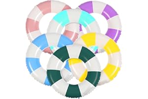 Libima 6 Pcs Classic Striped Inflatable Pool Floats Colorful Swimming Ring Pool Float Tubes Beach Swimming Toys for Adult Teen Kids