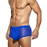 Casey Kevin Men's Underwear Sexy See Through Lace Boxer Briefs Mesh Trunks