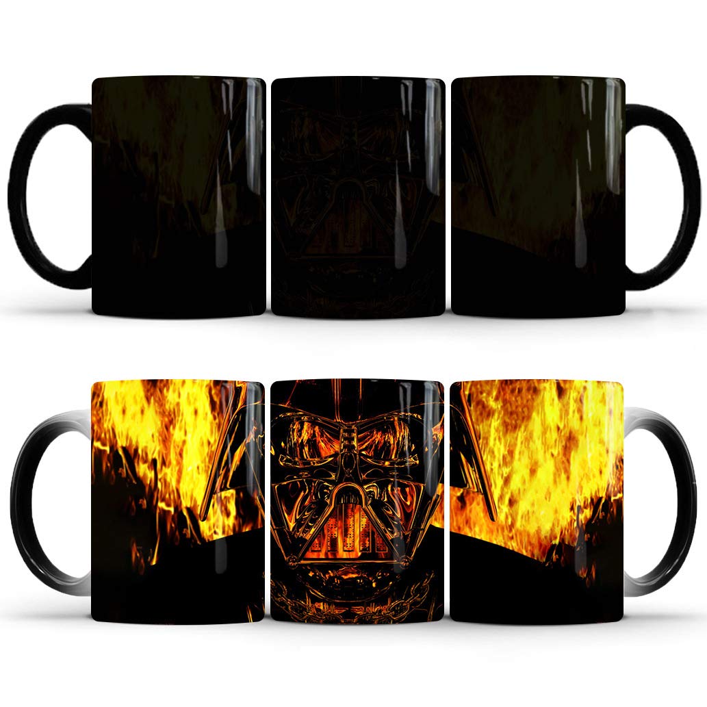 Hosoncovy Ceramic Black Knight Hot Heat Colour Changing Mug Hot Heat Sensitive Coffee Mug Tea Drink Cup