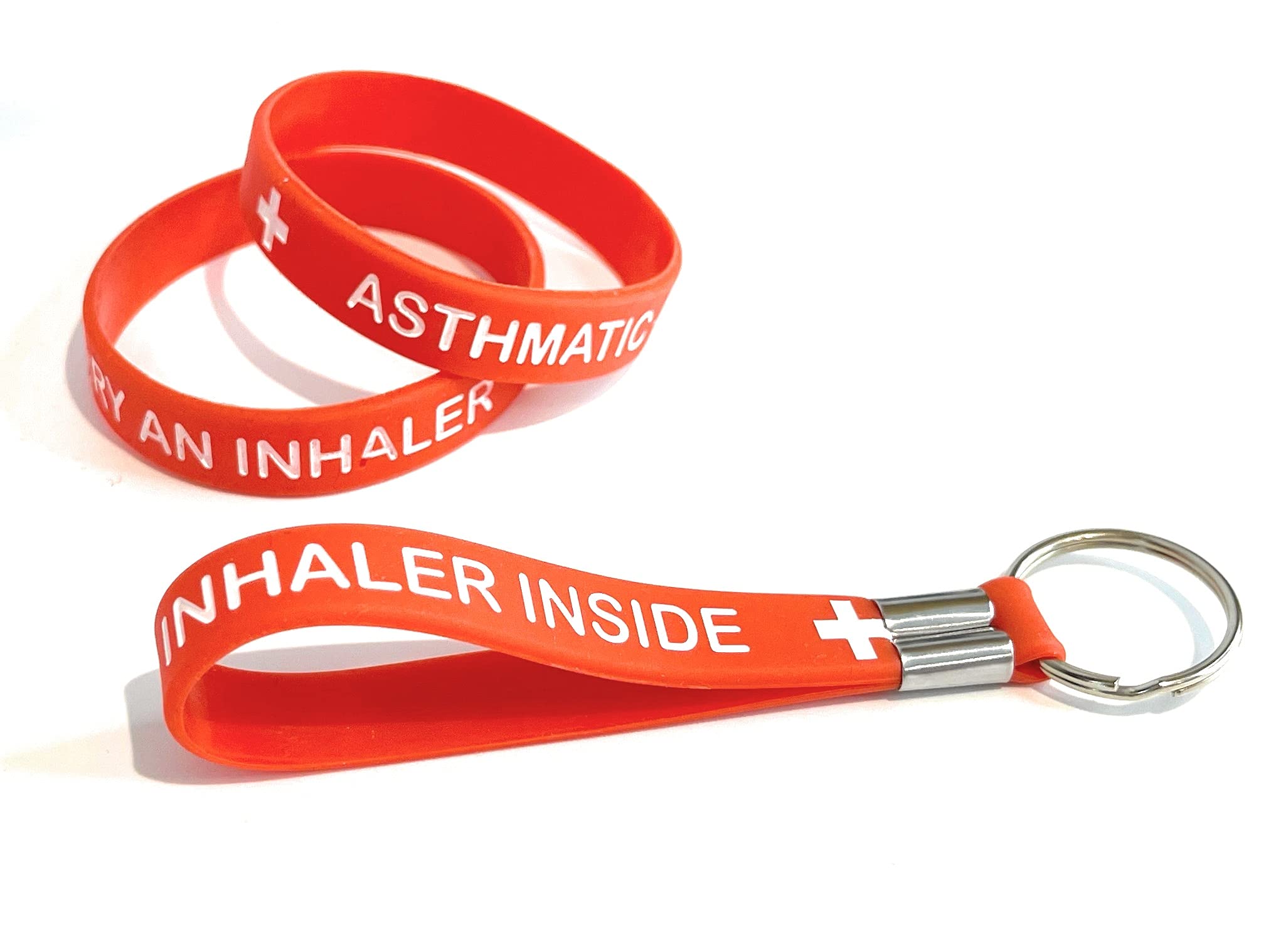ICE Medical Asthmatic I Carry an Inhaler Bracelet and Keyring Set - Asthma Alert Child Size - Medical Alert