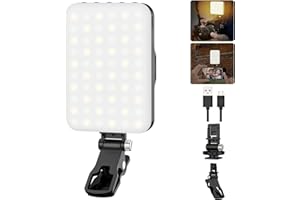 Hagibis LED Camera Light - Portable Photography Lighting with 60 LED, 2200mAh Rechargeable Battery, 7 Modes, 10-Level Brightness, Clip-on Light for Phone/Tablet/Laptop