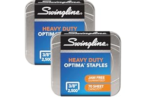 Swingline Staples, Optima, Heavy Duty, 3/8" Length, Jam Free, 125/Strip, 2500/Box, 2 Pack (35557)