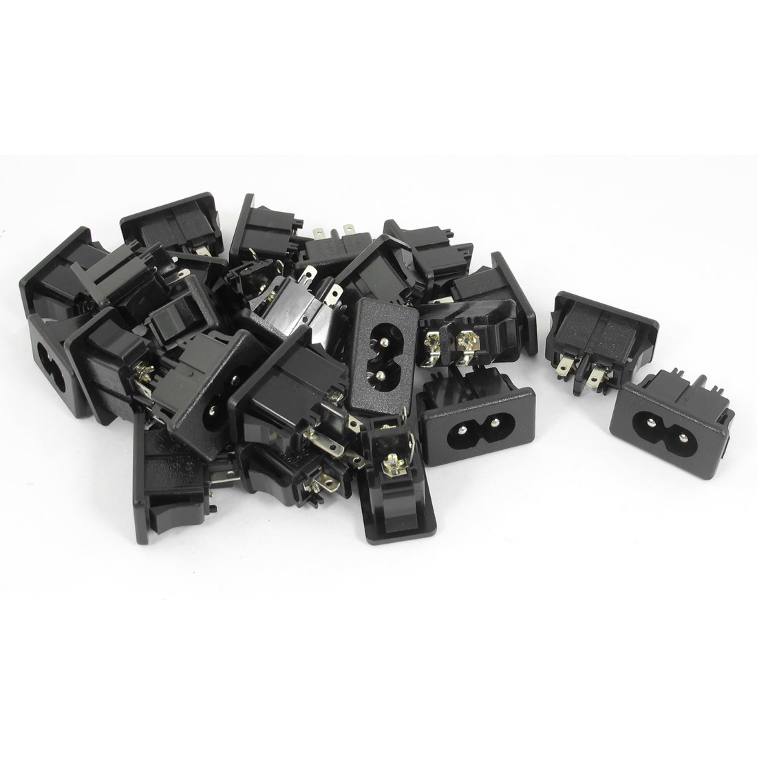 sourcing map IEC 320-C8 Male Connector Snap-in PCB Mount Adapter AC 250V 2.5A 25pcs