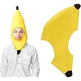 Qitdusy Banana Hat, Banana Costume, Fruit Hat - Funny and Cute Plush Headwear for Halloween Parties, Themed Gatherings, Costume Events, Festivals and Celebrations