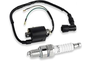 FLYPIG 2 Wire Ignition Coil Spark Plug A7TC Kit for Chinese ATV Quad 50cc 70cc 90cc 110cc 125cc 4 Stroke C70 Z50 XR50 CRF50 S