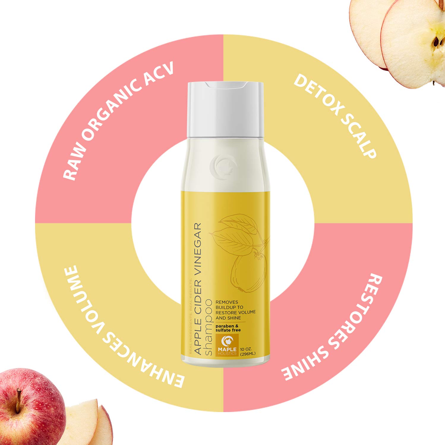 Vegan Apple Cider Vinegar Shampoo - Color Safe Clarifying Shampoo with Argan Oil Keratin and Rosemary Essential Oil - Jojoba Oil Scalp Treatment and Hair Loss Shampoo for Dry Damaged Hair Treatment: Beauty