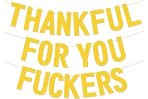 DENEO Thanksgiving Decorations, Friendsgiving Decorations, Friendsgiving Banner, Thanksgiving Banner for Mantel Font Porch, Glitter Thankful for You Fall Decorations for Home Office Party (Pre-Assembled)