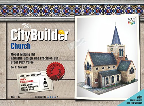 The CityBuilder Church Cardboard Model Making Kit - O Scale Model Railroad Building