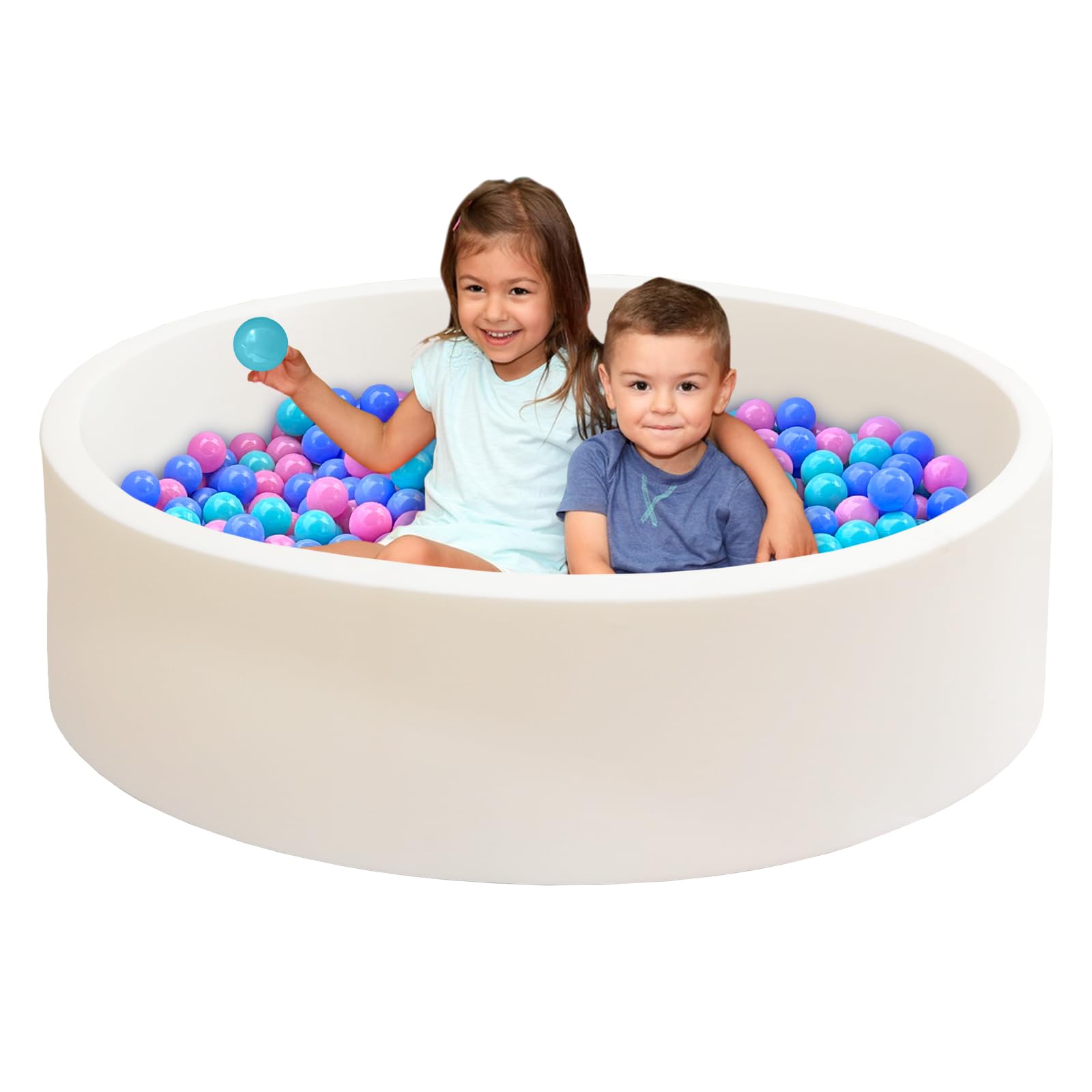 Photo 1 of Baby Ball Pit for Toddlers, 47.2" x 13.8" Foam Ball Pit for Kids, Soft Round Ball Pool for Baby, Indoor and Outdoor Playpen, Ideal Gift for Children, White, (Balls not Included)